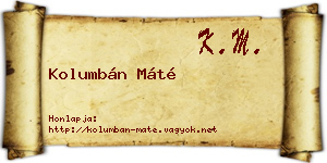 Kolumbán Máté névjegykártya